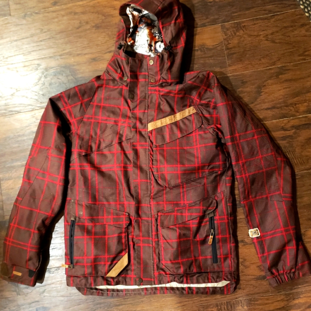 Men's Allyvance Snowboarding Jacket Size Large. Brown & Red